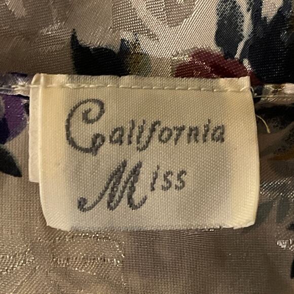 Vintage California Miss Set Size Small Purple Floral Satin Nightgown Robe - Picture 8 of 10